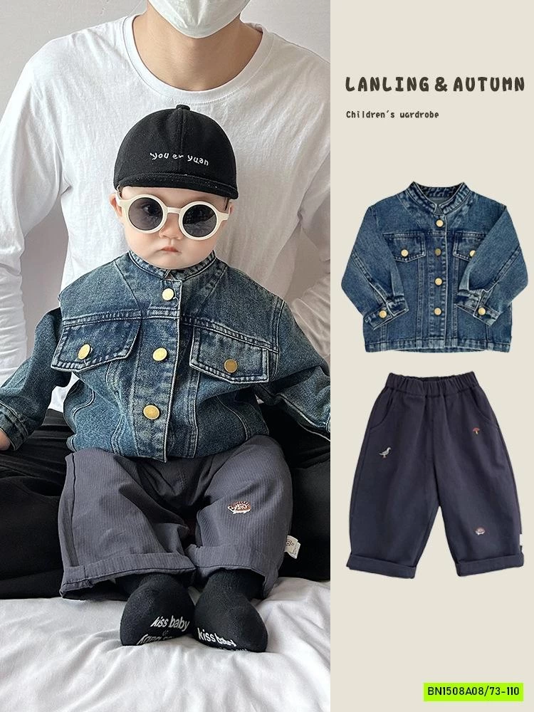 KHOÁC JEANS CỔ TRỤ SIZE NHÍ