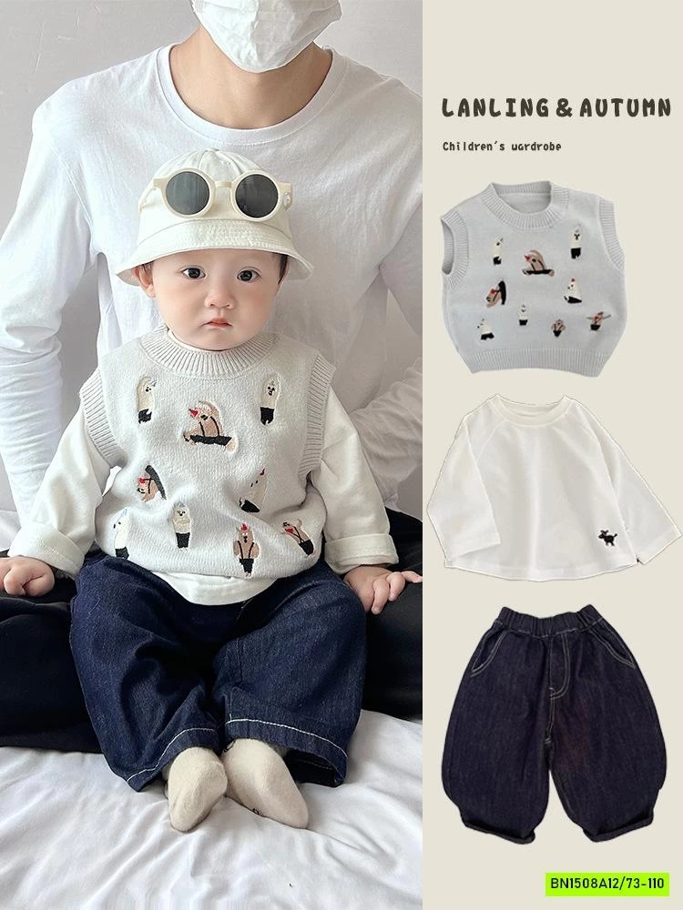 SÉT GILE THÊU GẤU MIX QUẦN JEANS