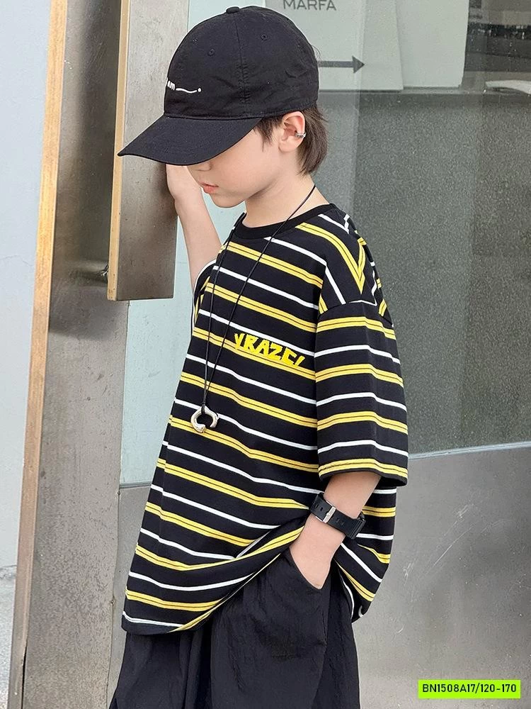 ÁO THUN KẺ ĐEN VÀNG SIZE ĐẠI