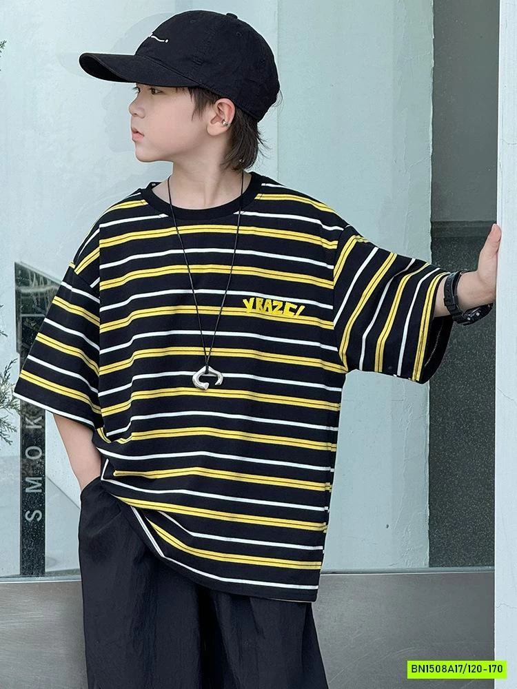 ÁO THUN KẺ ĐEN VÀNG SIZE ĐẠI