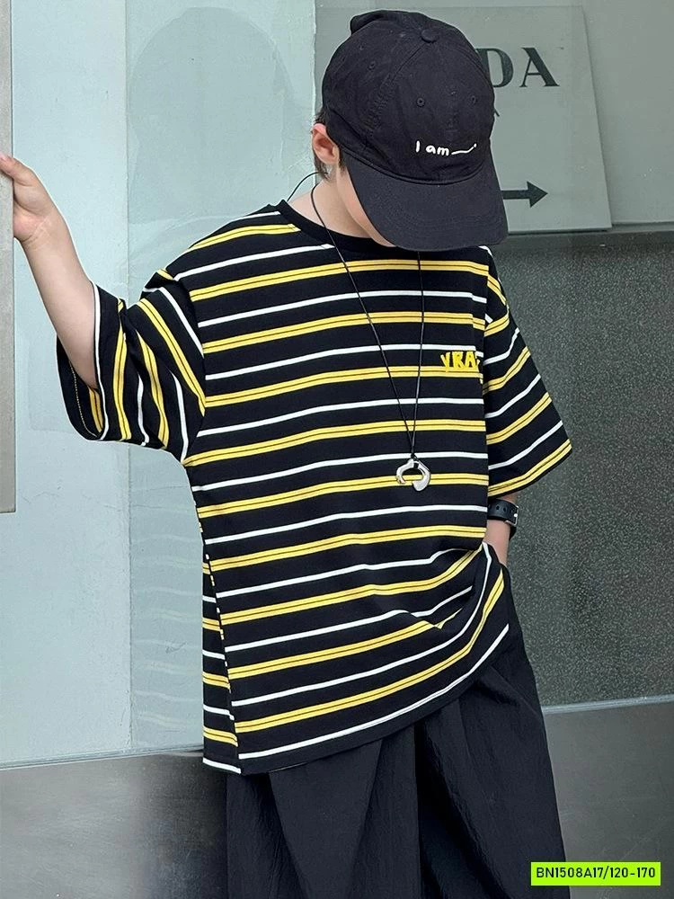 ÁO THUN KẺ ĐEN VÀNG SIZE ĐẠI