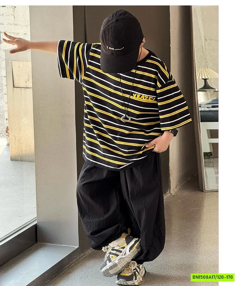 ÁO THUN KẺ ĐEN VÀNG SIZE ĐẠI