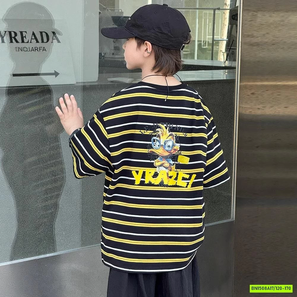 ÁO THUN KẺ ĐEN VÀNG SIZE ĐẠI