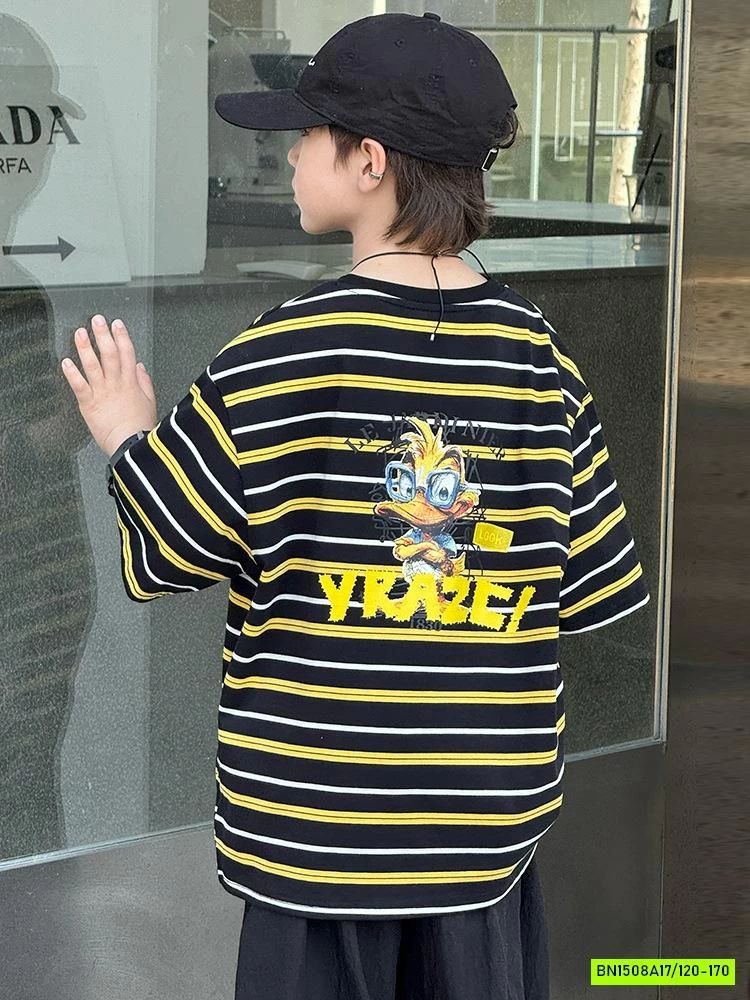 ÁO THUN KẺ ĐEN VÀNG SIZE ĐẠI