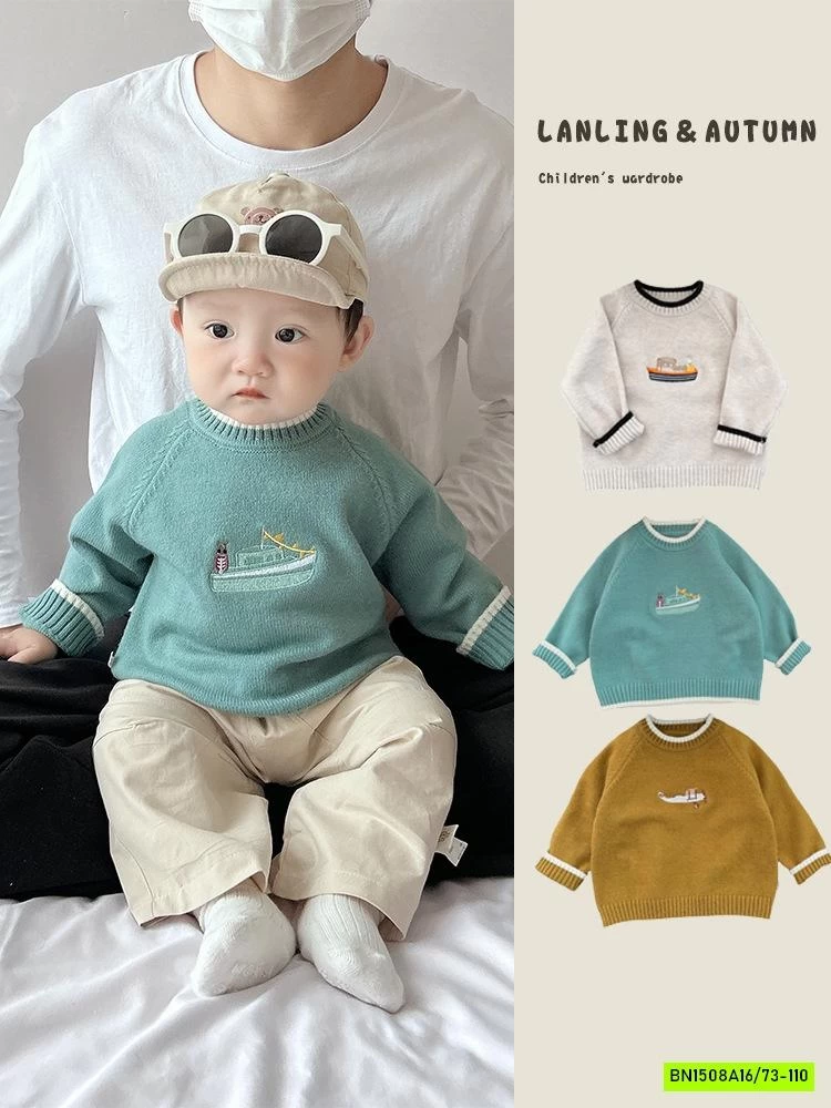 ÁO LEN THÊU CON THUYỀN NHỎ