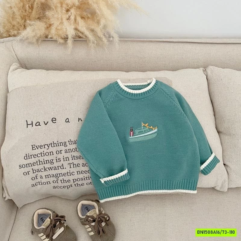 ÁO LEN THÊU CON THUYỀN NHỎ