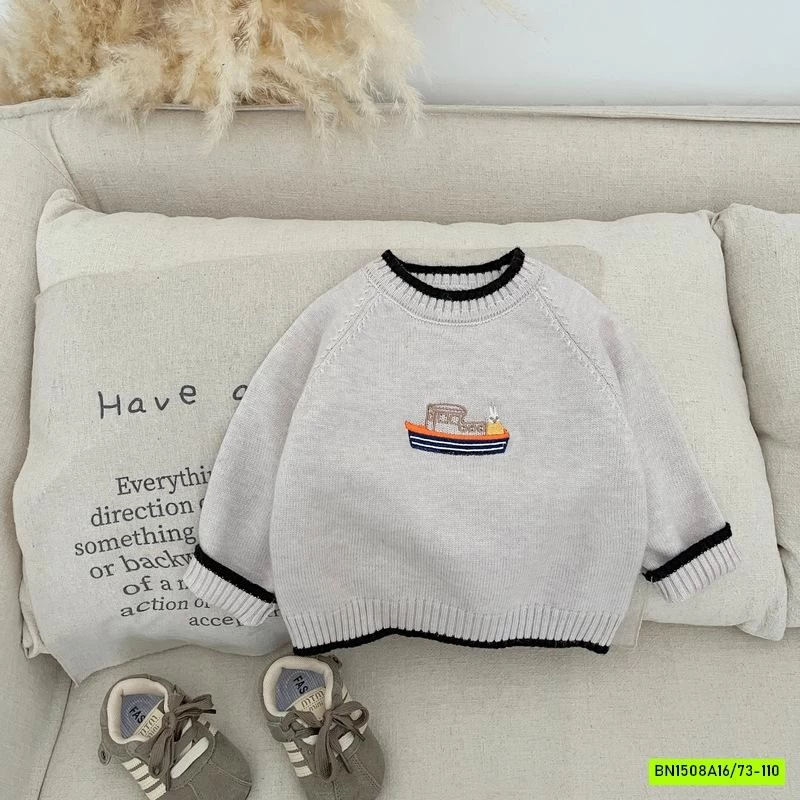 ÁO LEN THÊU CON THUYỀN NHỎ