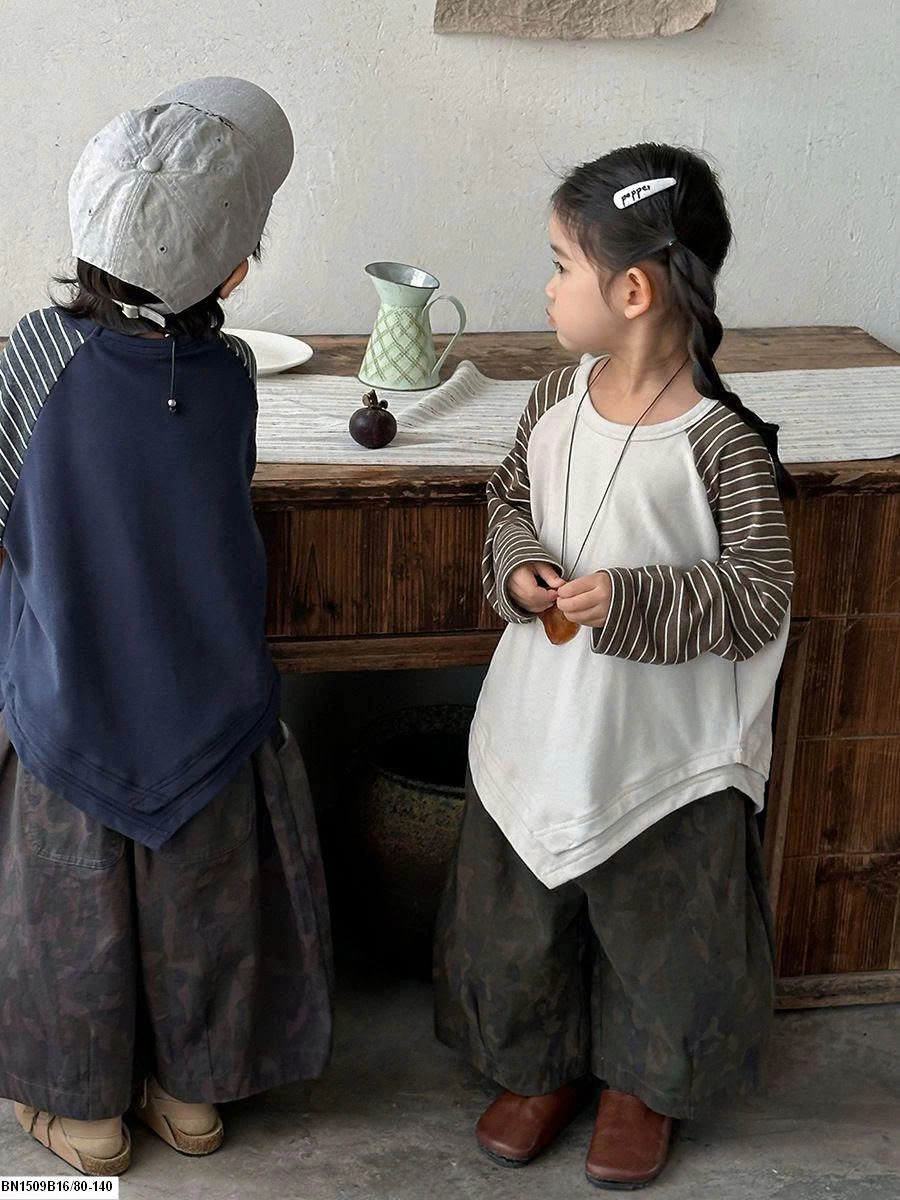 ÁO DÀI TAY PHỐI KẺ VẠT CHÉO