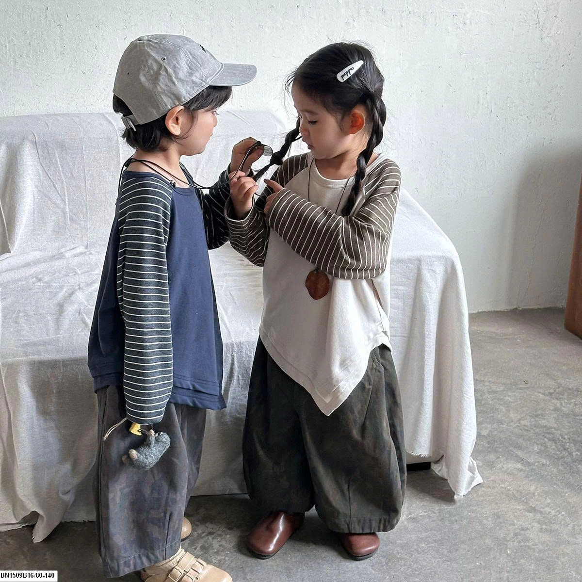 ÁO DÀI TAY PHỐI KẺ VẠT CHÉO