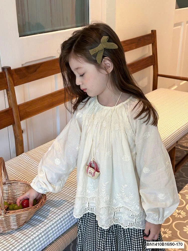 SET ÁO SƠ MI REN MIC + CHÂN VÁY CARO DÁNG DÀI AMBB 25F029