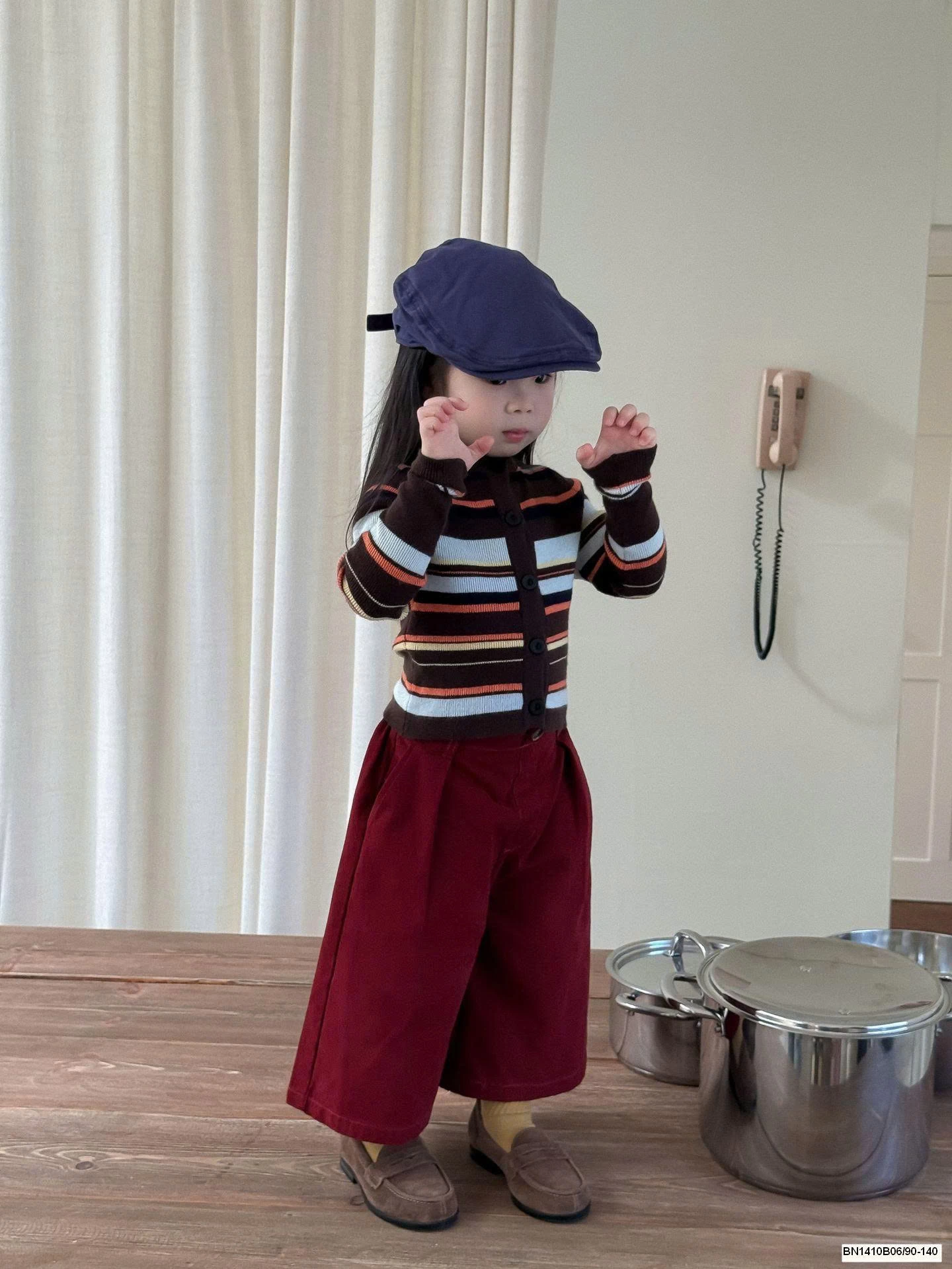 SET ÁO LEN KẺ MIX QUẦN RỘNG BG