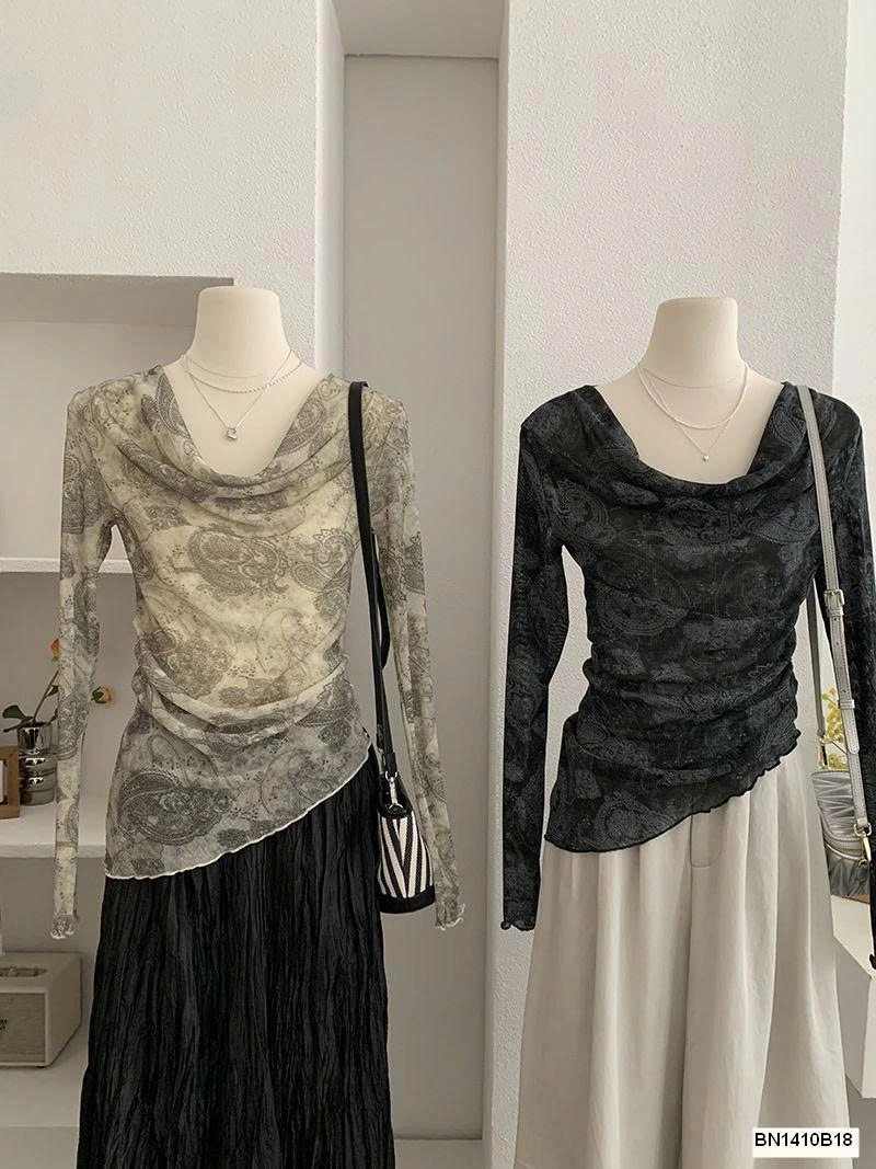 ÁO NỮ CỔ ĐỔ HỌA TIẾT