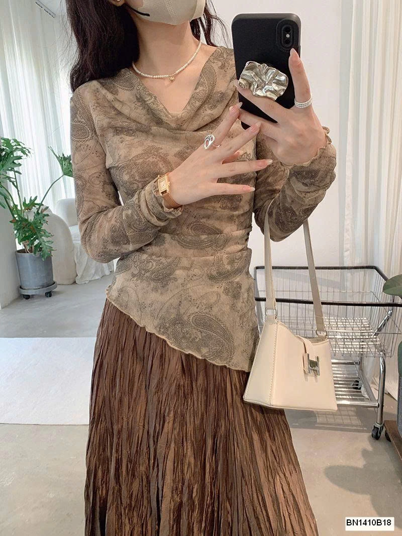 ÁO NỮ CỔ ĐỔ HỌA TIẾT