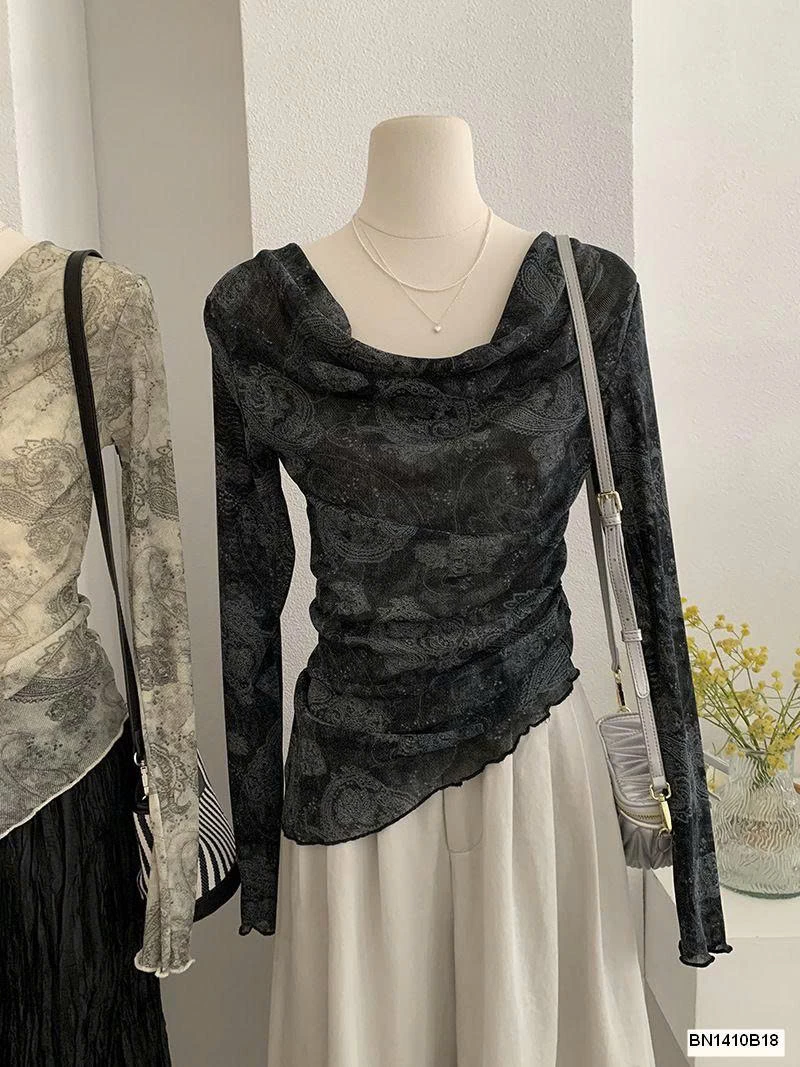 ÁO NỮ CỔ ĐỔ HỌA TIẾT