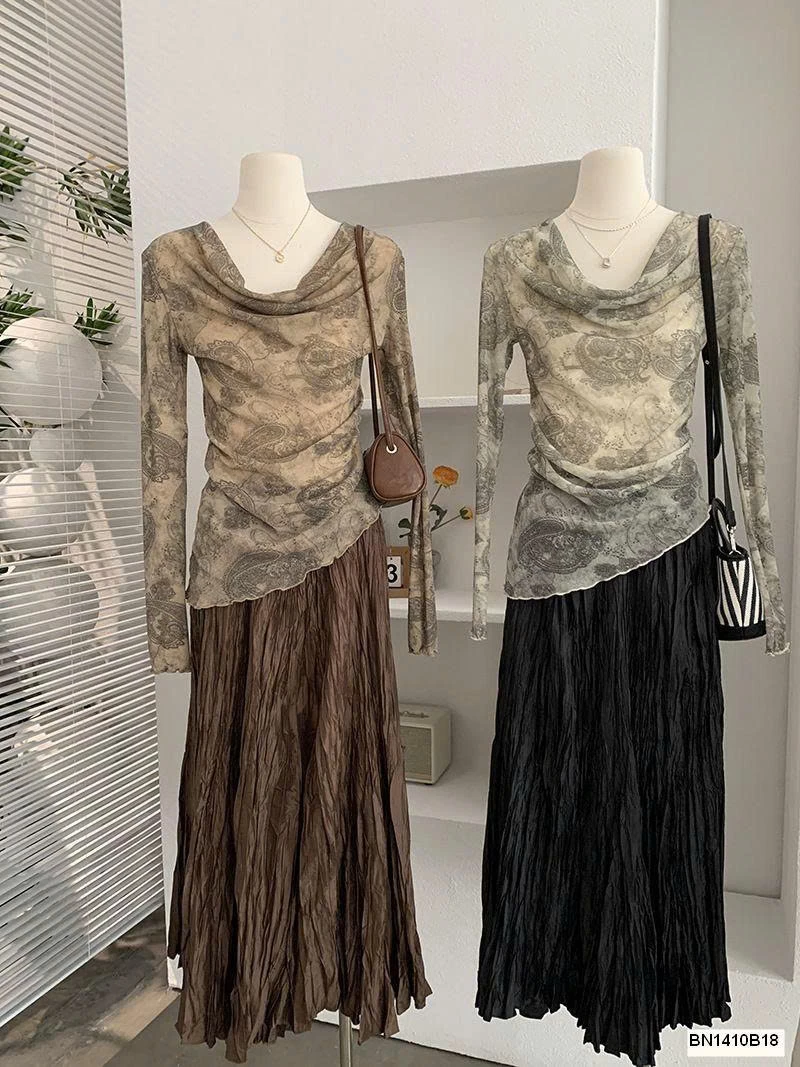 ÁO NỮ CỔ ĐỔ HỌA TIẾT