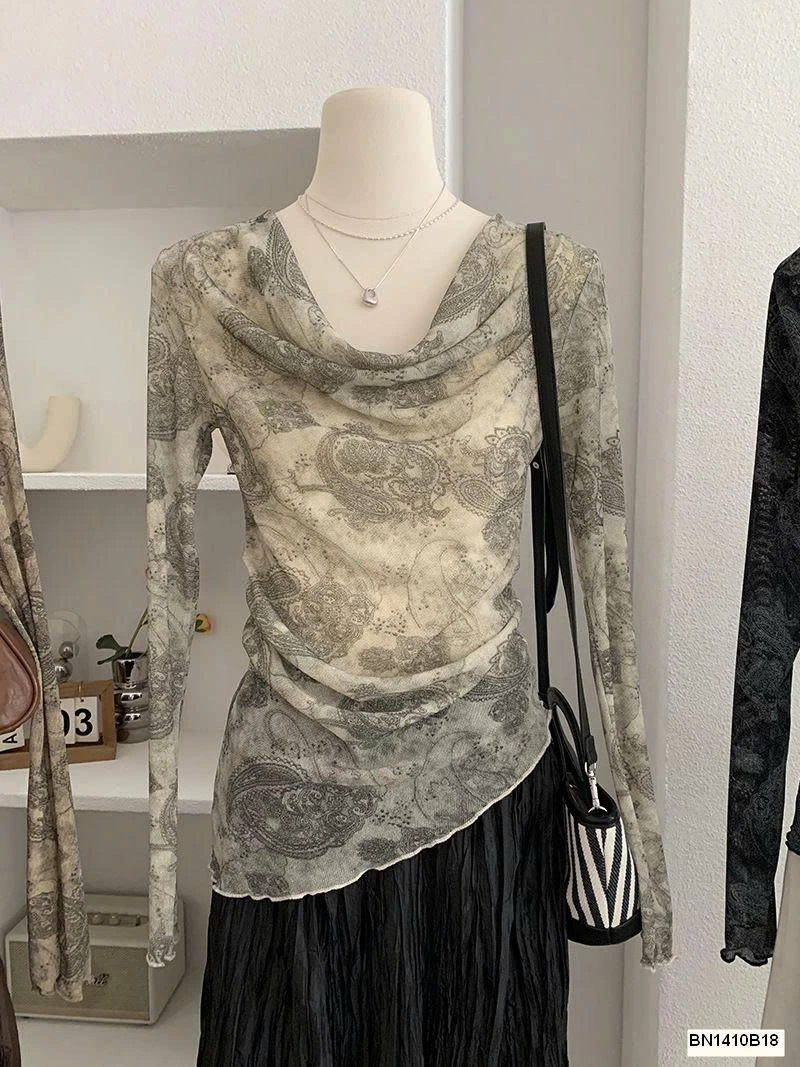 ÁO NỮ CỔ ĐỔ HỌA TIẾT