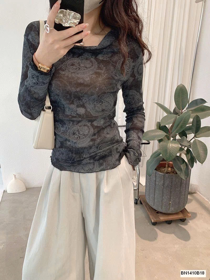 ÁO NỮ CỔ ĐỔ HỌA TIẾT