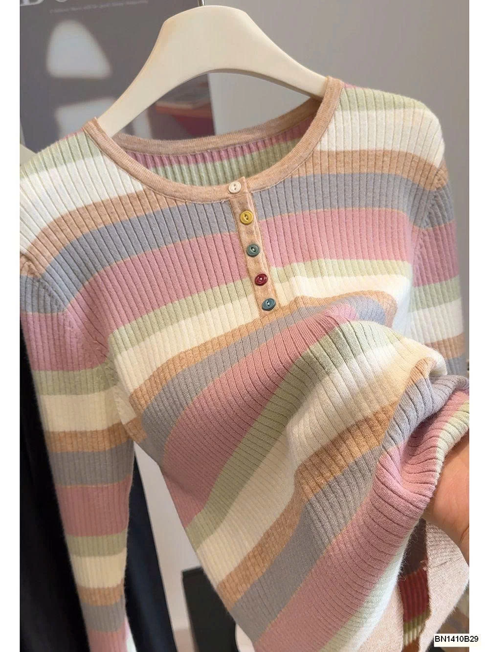 ÁO LEN KẺ NGANG CÚC MÀU