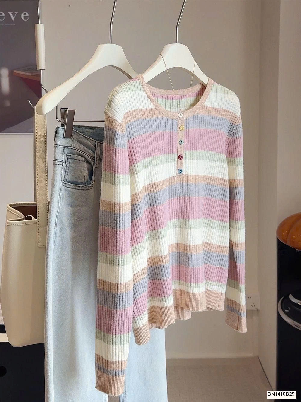 ÁO LEN KẺ NGANG CÚC MÀU