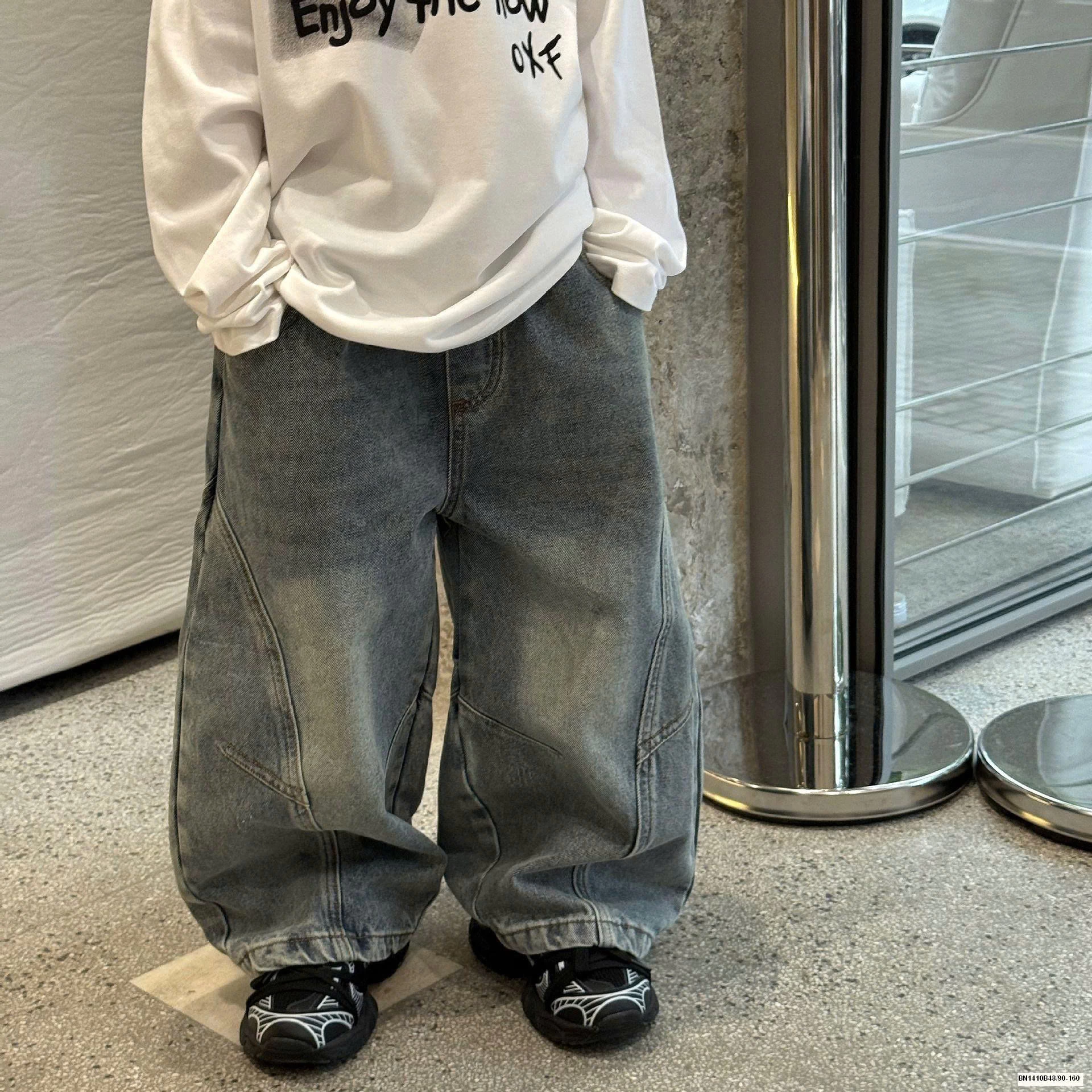 QUẦN JEAN GÂN ỐNG RỘNG