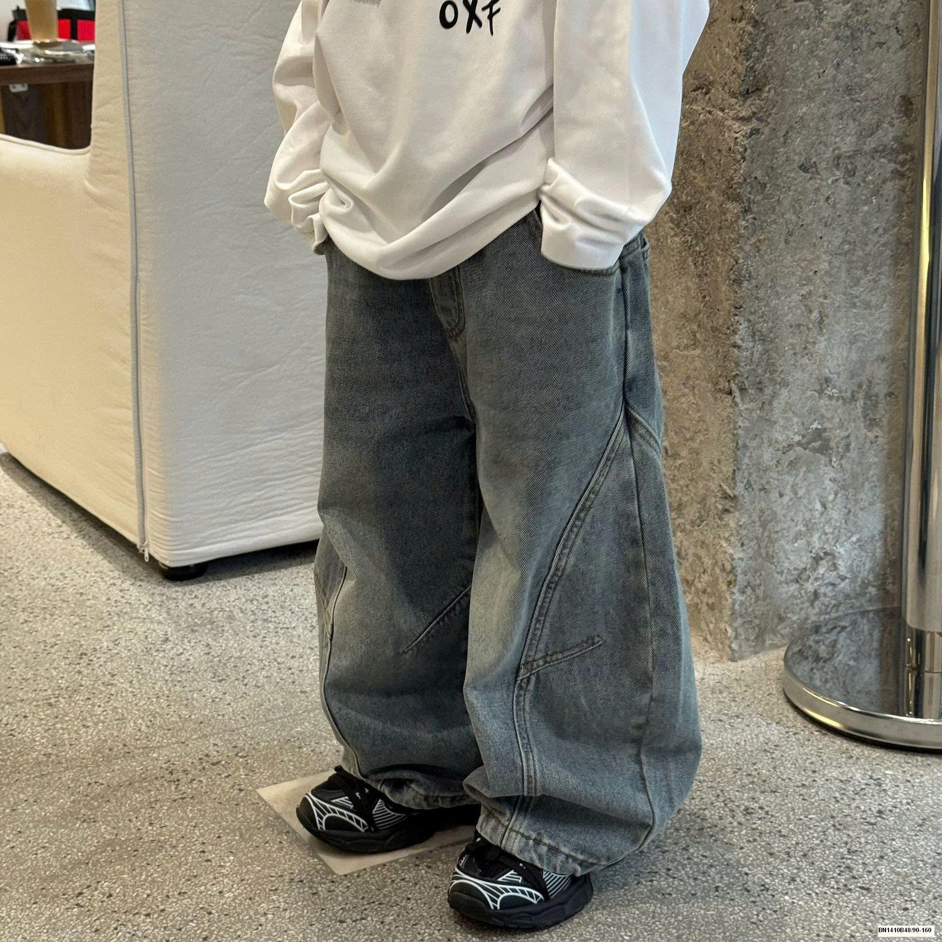 QUẦN JEAN GÂN ỐNG RỘNG