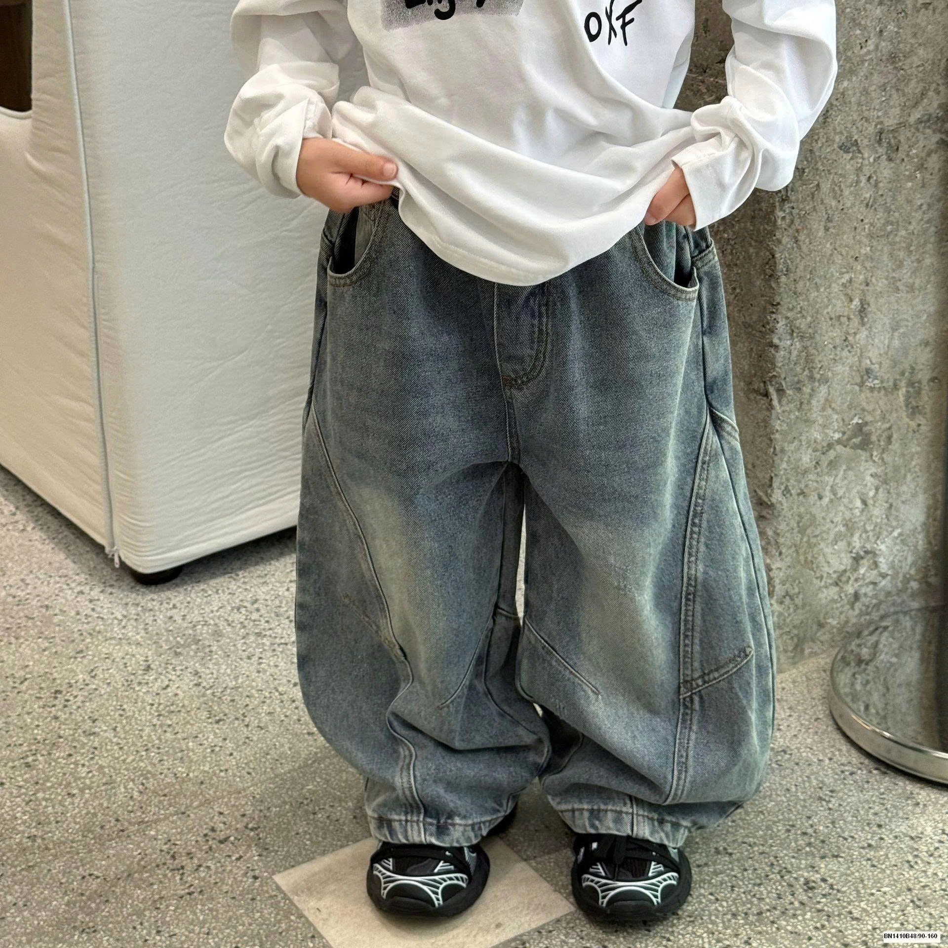 QUẦN JEAN GÂN ỐNG RỘNG