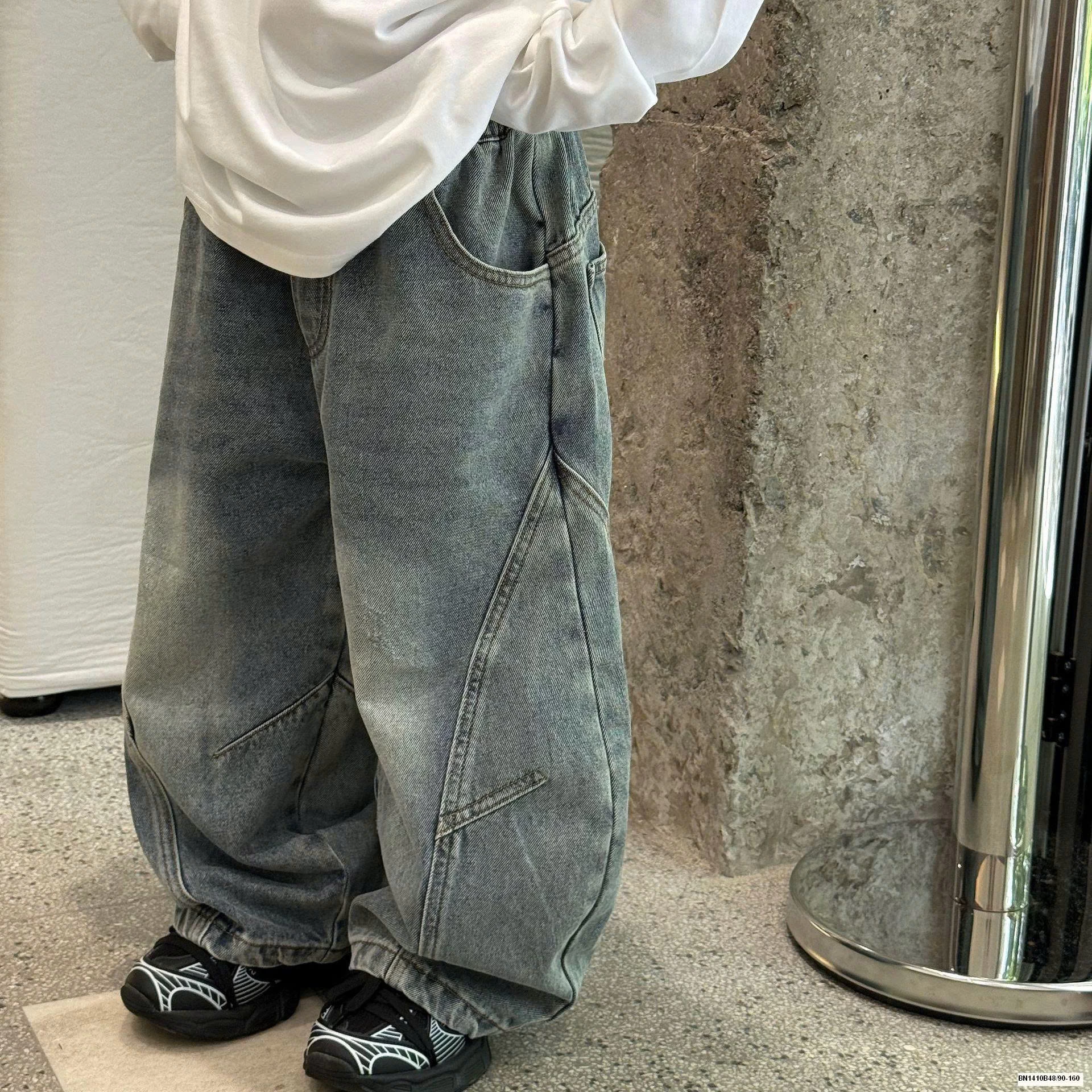 QUẦN JEAN GÂN ỐNG RỘNG