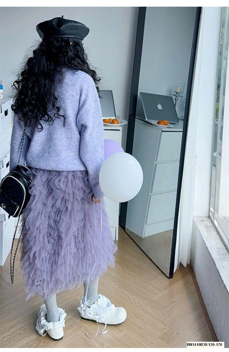 SET ÁO LEN TIM PHỐI CHÂN VÁY CHO BÉ