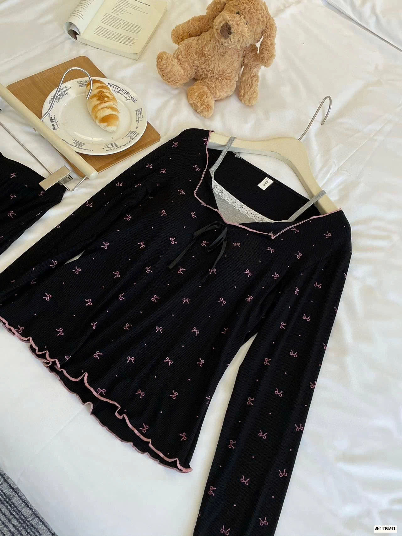 BỘ NGỦ COTTON GÂN MỀM CỔ NƠ