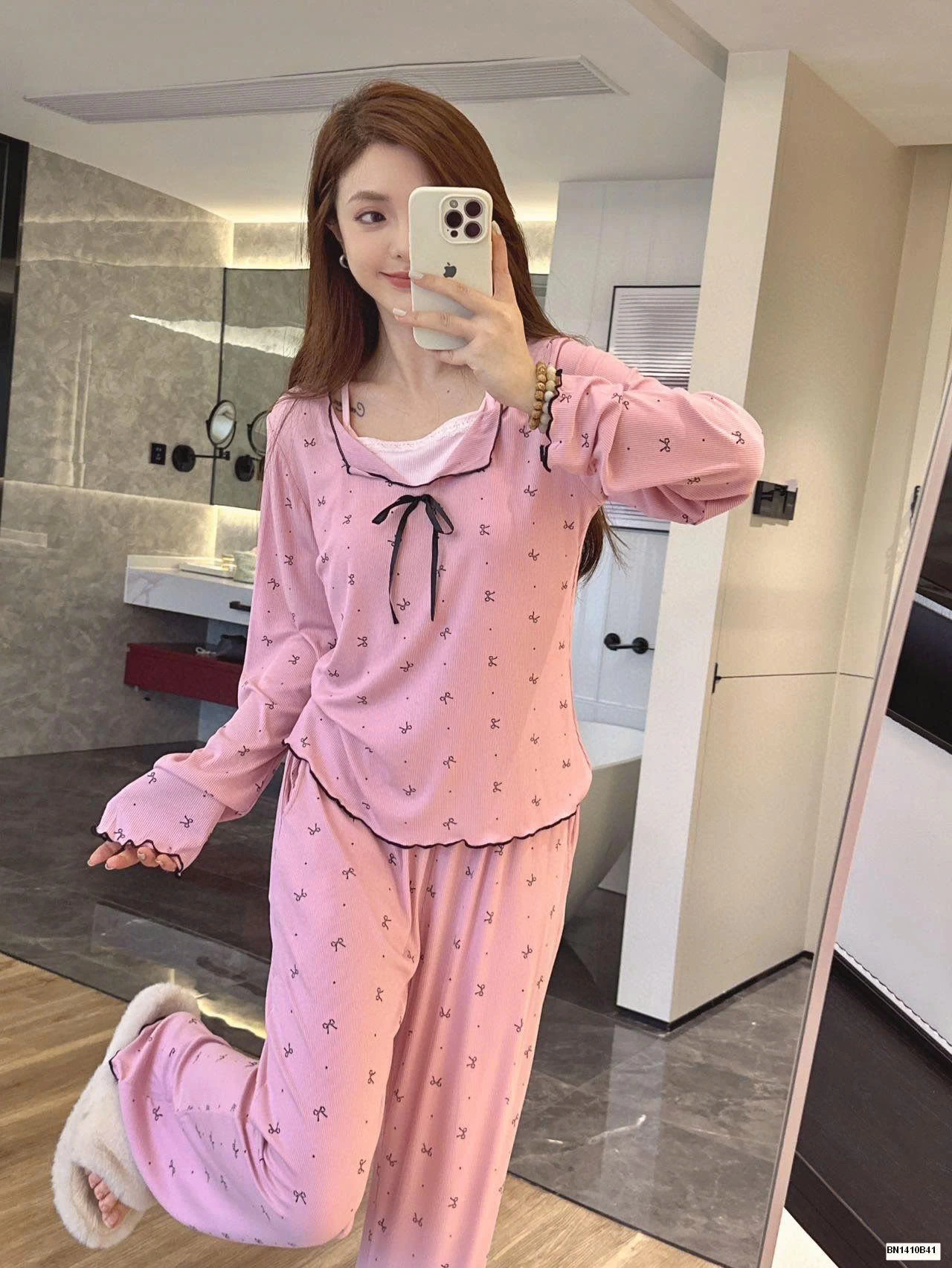 BỘ NGỦ COTTON GÂN MỀM CỔ NƠ