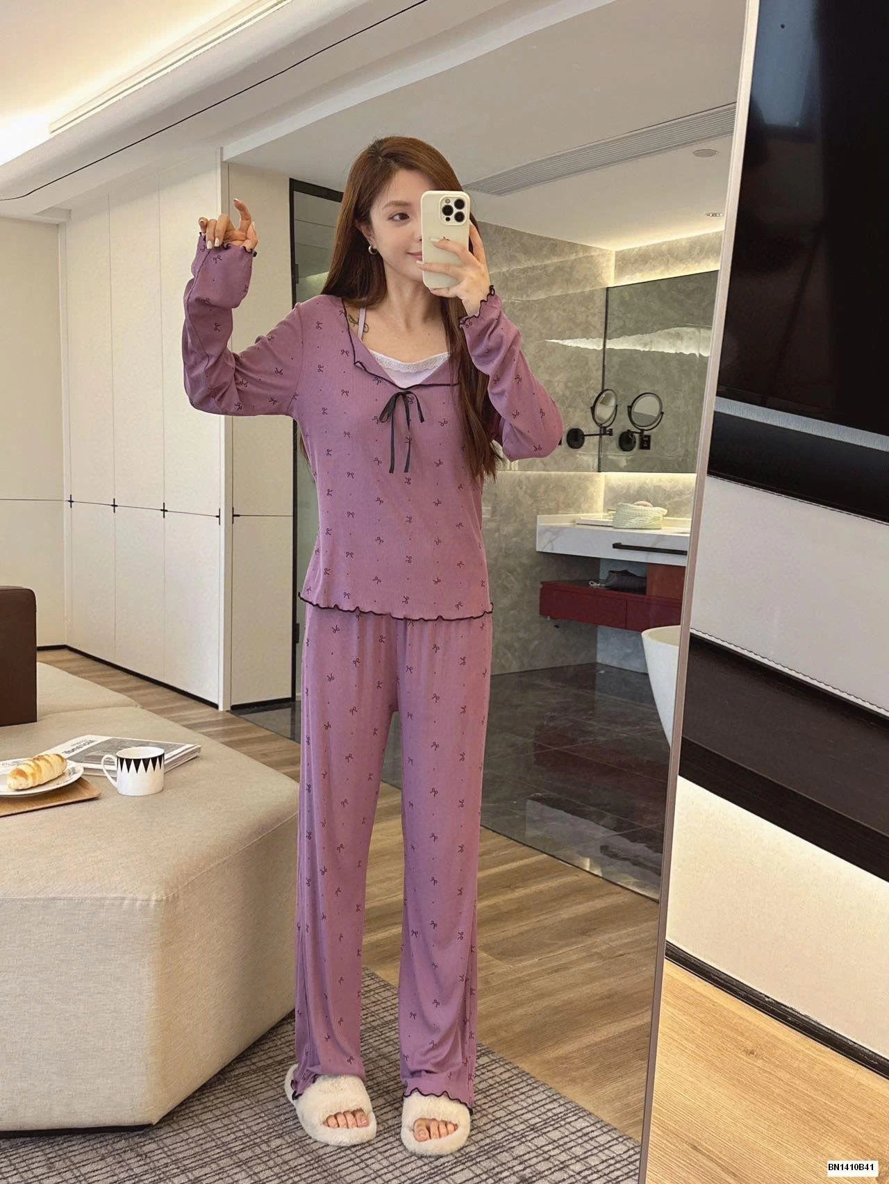 BỘ NGỦ COTTON GÂN MỀM CỔ NƠ