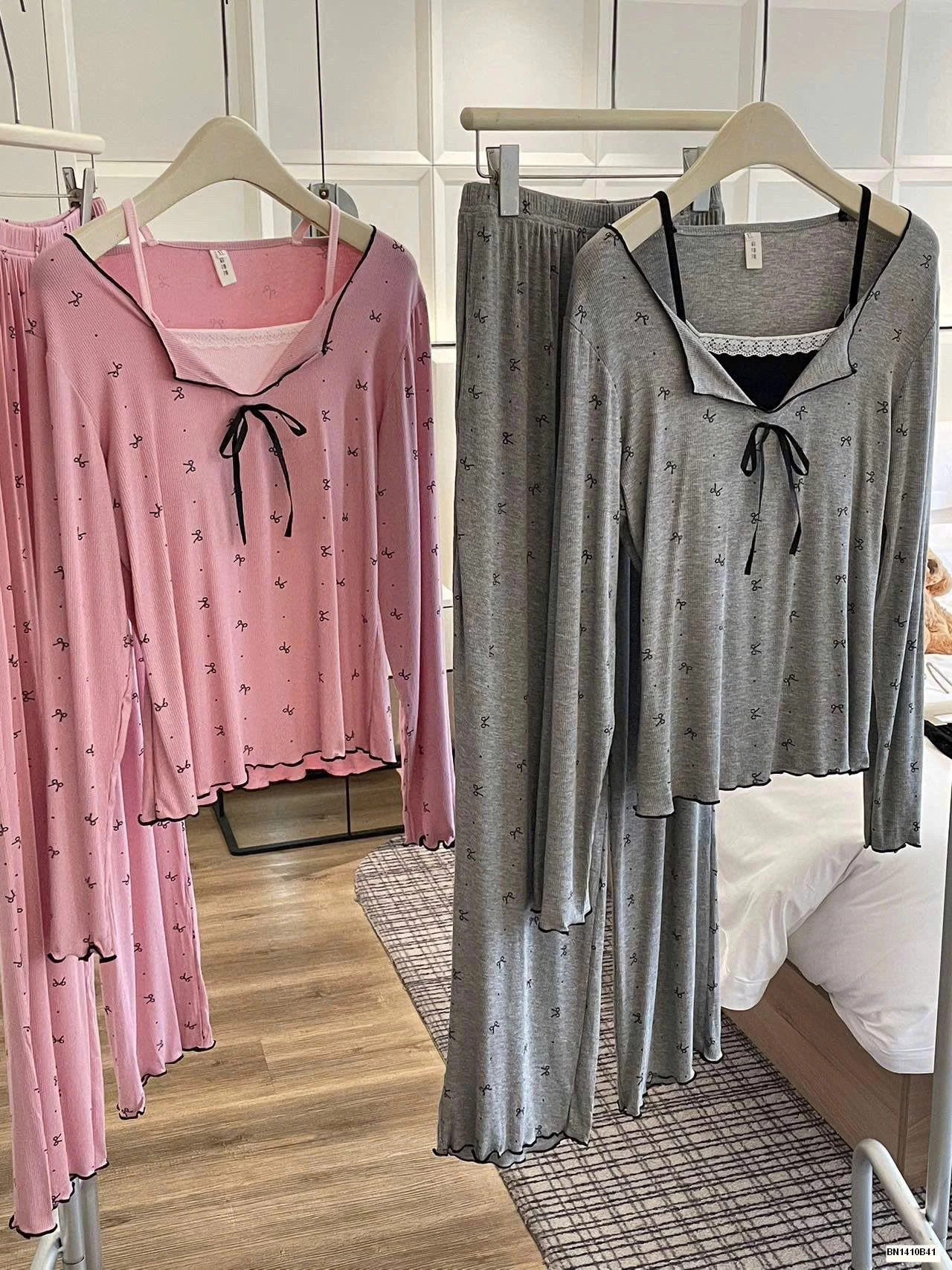 BỘ NGỦ COTTON GÂN MỀM CỔ NƠ