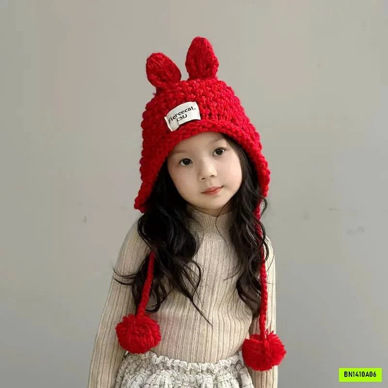 MŨ LEN TAI THỎ ĐÁNG YÊU CHO BÉ
