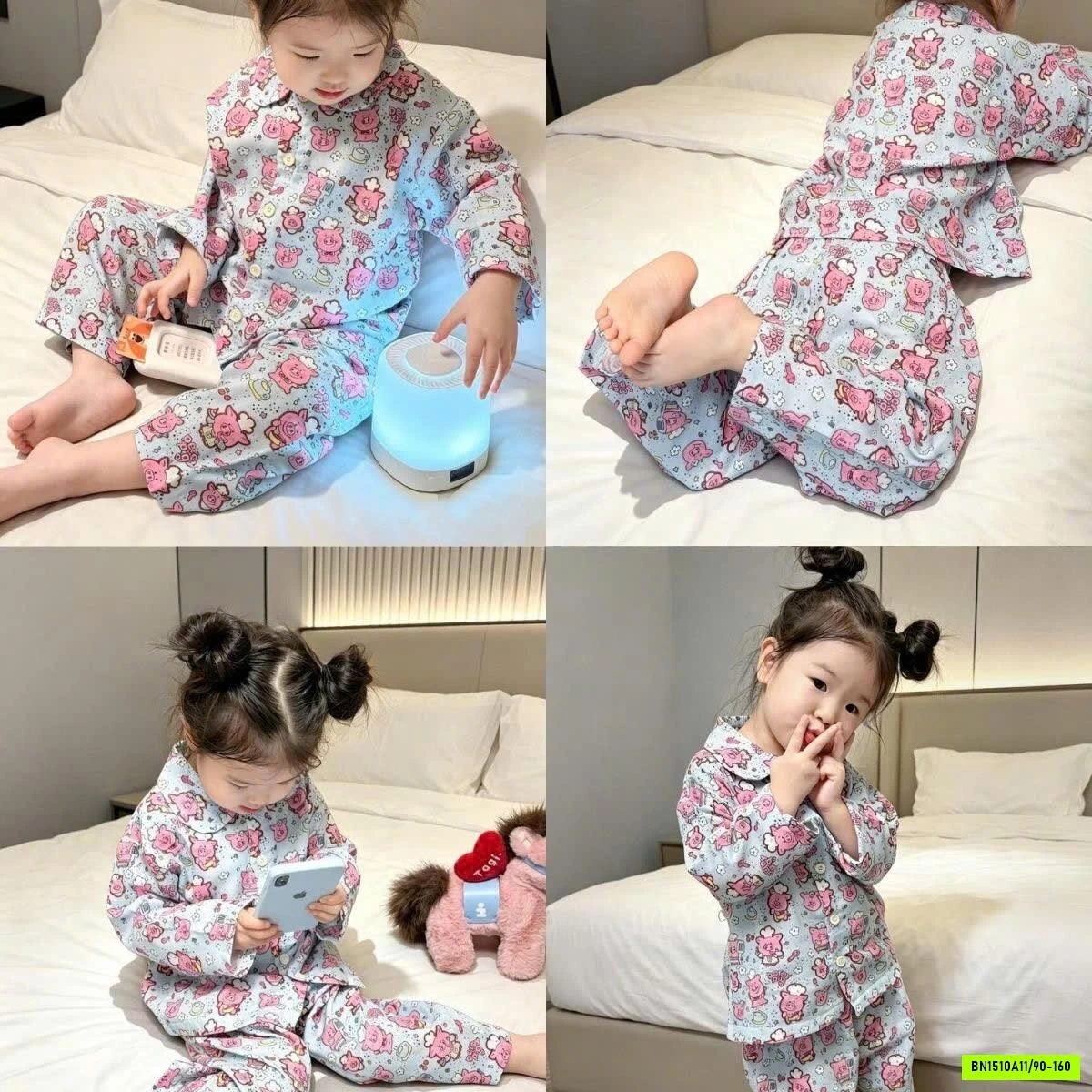 BỘ PIJAMA MẶC NHÀ DÀI TAY CHO BÉ GÁI