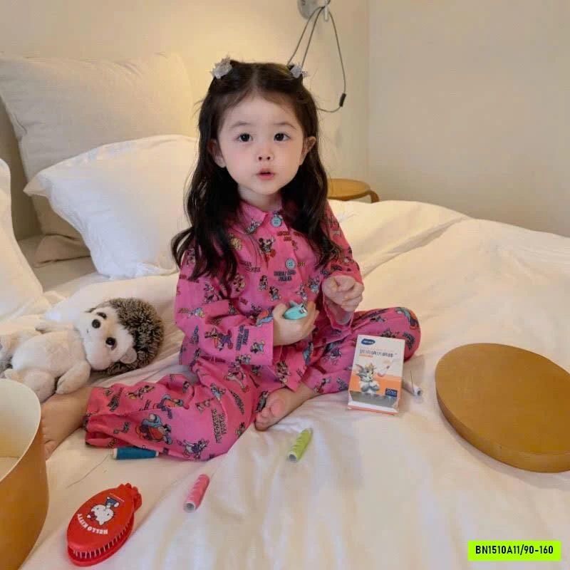 BỘ PIJAMA MẶC NHÀ DÀI TAY CHO BÉ GÁI