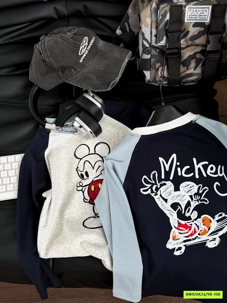 ÁO THUN MICKEY PHỐI MÀU TAY