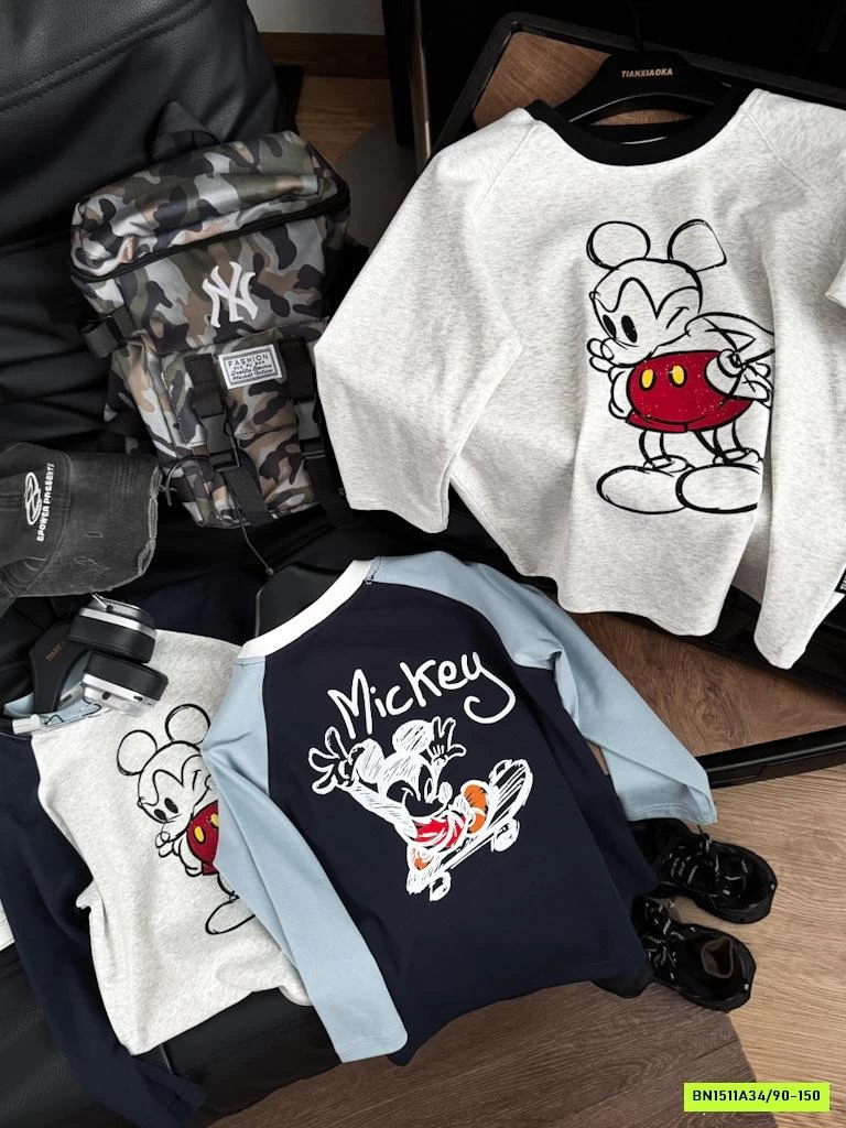 ÁO THUN MICKEY PHỐI MÀU TAY