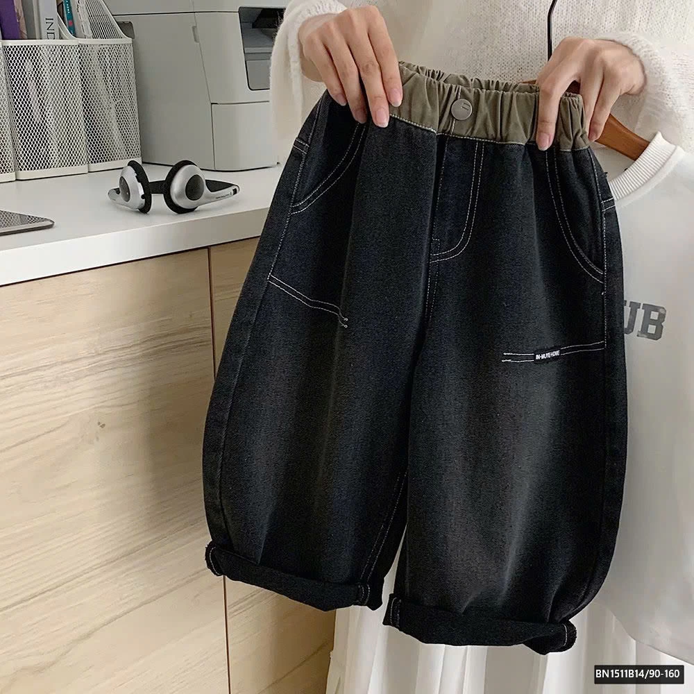 QUẦN JEAN CẠP CHUN ỐNG RỘNG