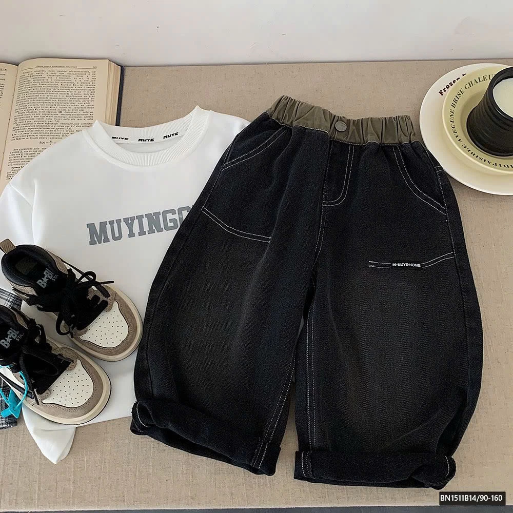 QUẦN JEAN CẠP CHUN ỐNG RỘNG