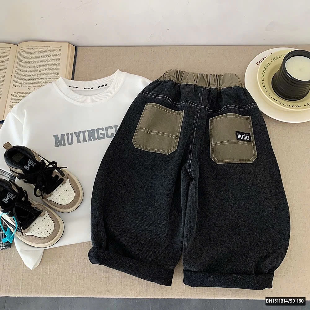 QUẦN JEAN CẠP CHUN ỐNG RỘNG