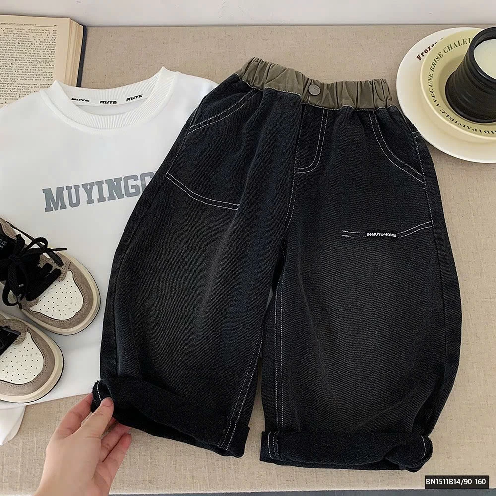 QUẦN JEAN CẠP CHUN ỐNG RỘNG