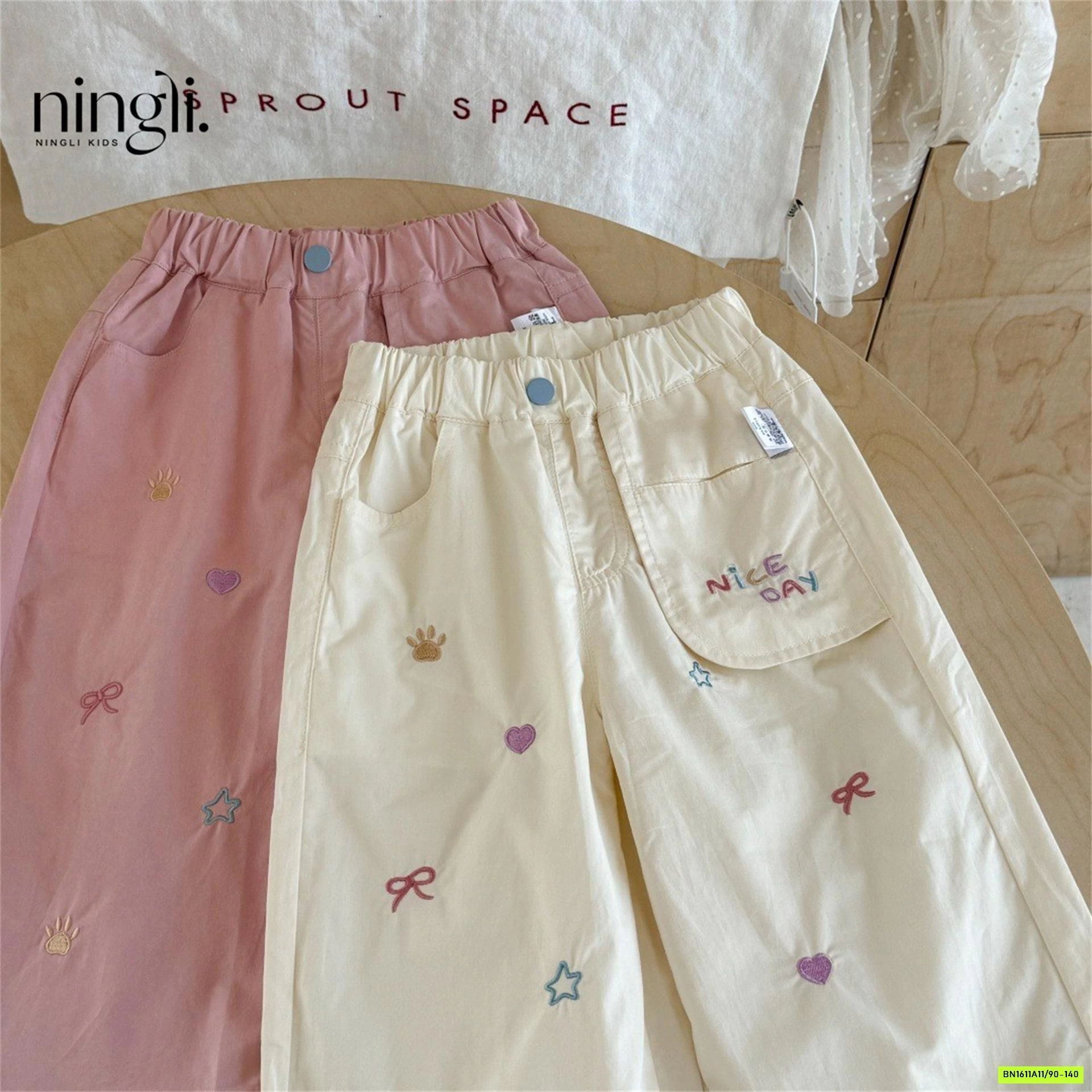 QUẦN SUÔNG MỀM THÊU HỌA TIẾT NINGLI