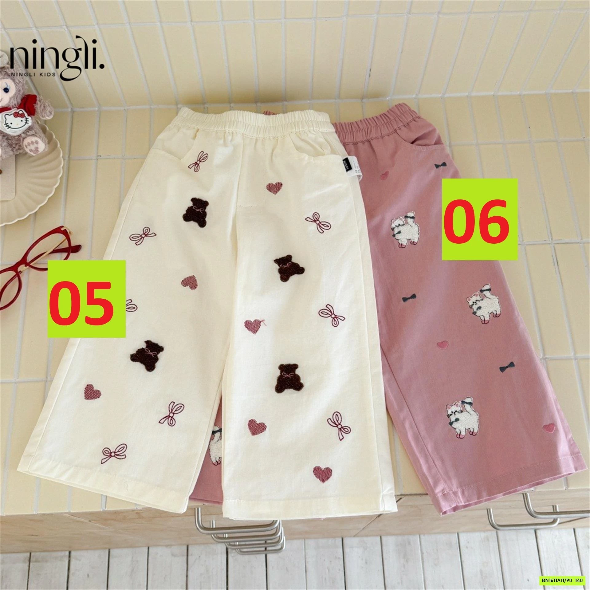 QUẦN SUÔNG MỀM THÊU HỌA TIẾT NINGLI