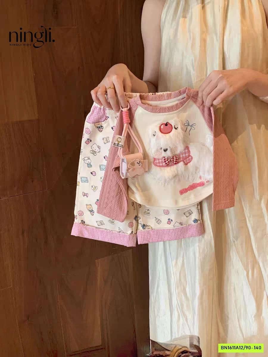 SÉT ÁO PHỐI MÀU TAY MIX QUẦN KITTY NINGLI