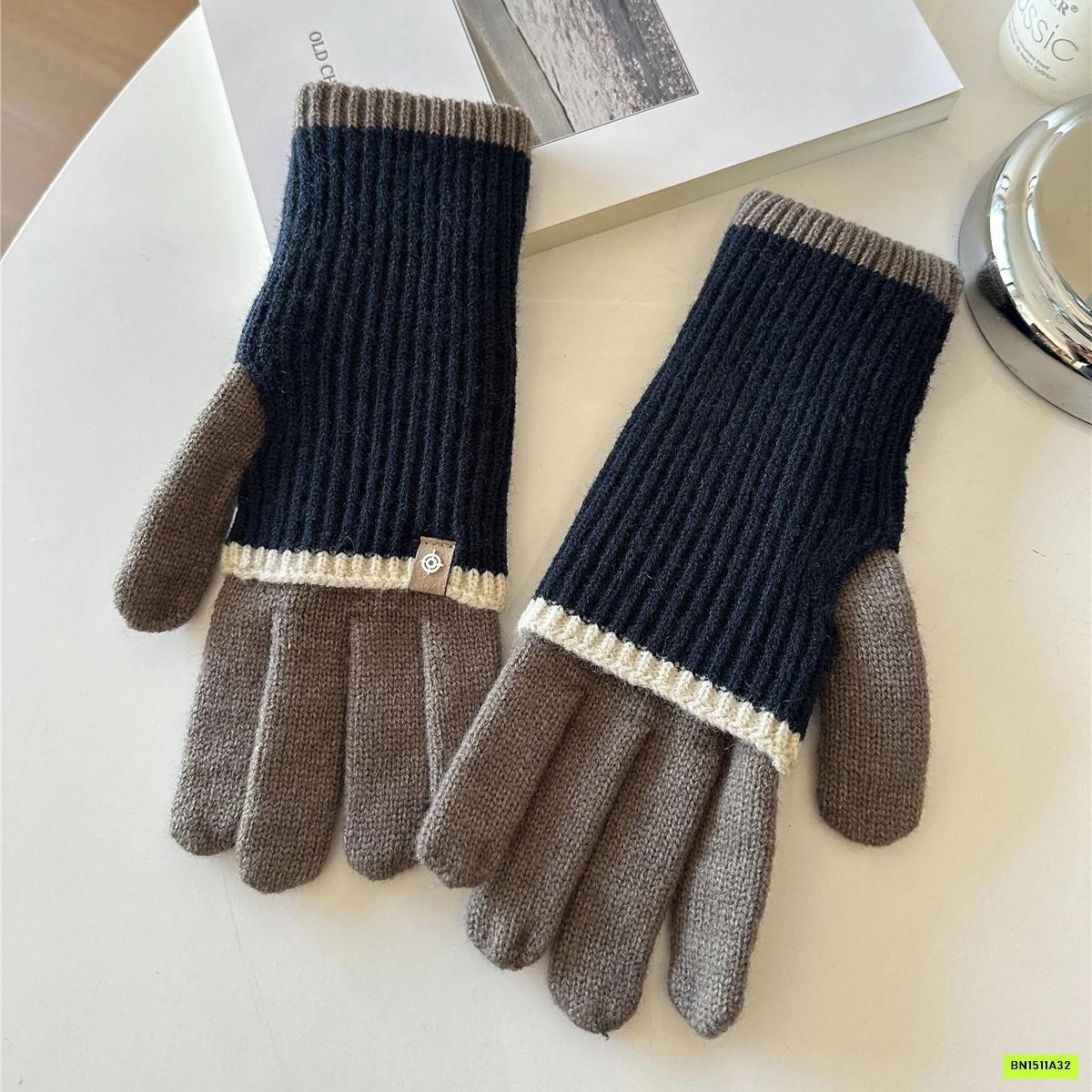 GĂNG TAY LEN PHỐI MÀU HỞ NGÓN