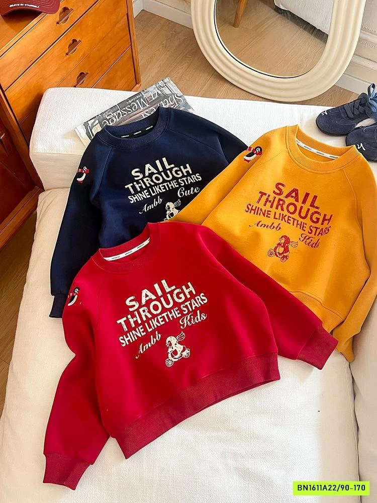 ÁO NỈ TRƠN MÀU IN CHỮ 25F021 AMBB