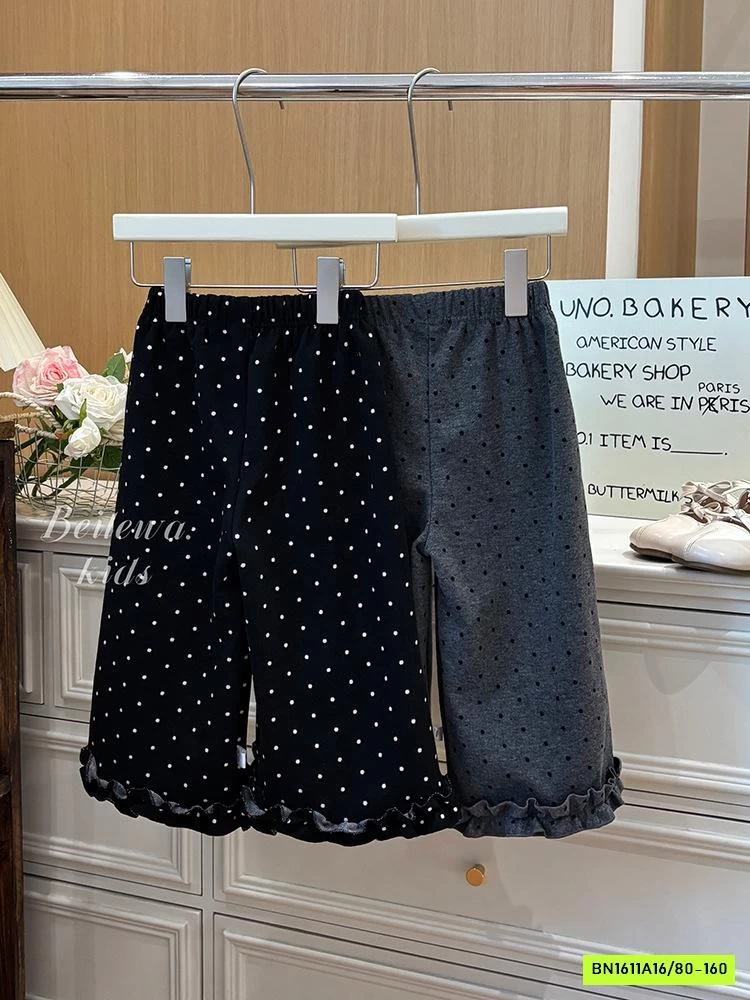 QUẦN NỈ SUÔNG CHẤM BI VIỀN BÈO