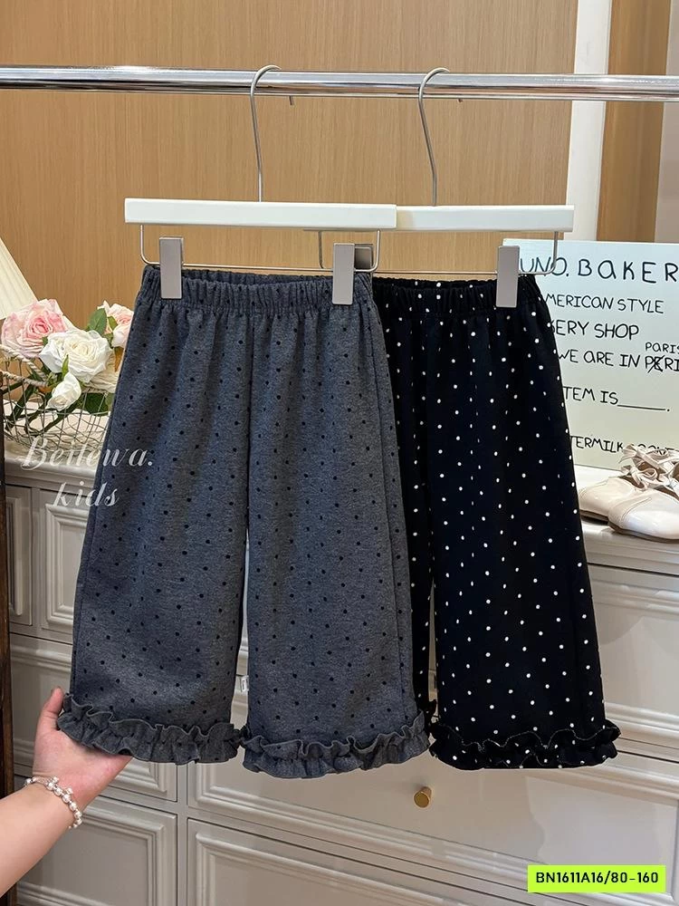 QUẦN NỈ SUÔNG CHẤM BI VIỀN BÈO