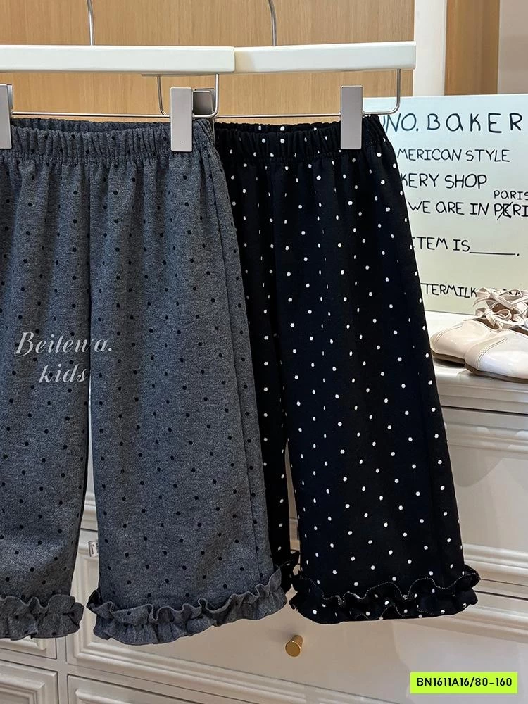 QUẦN NỈ SUÔNG CHẤM BI VIỀN BÈO