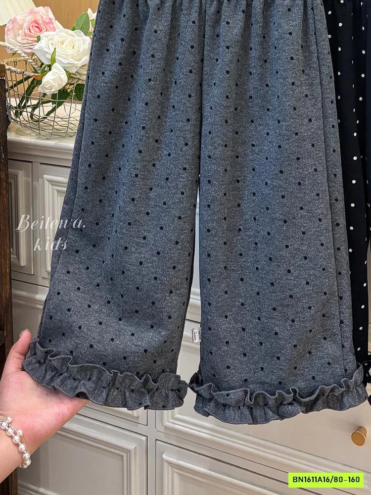 QUẦN NỈ SUÔNG CHẤM BI VIỀN BÈO